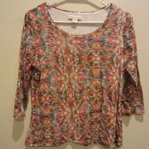 Coldwater Creek multi color 3/4 sleeve top, fully lined-Sz Small